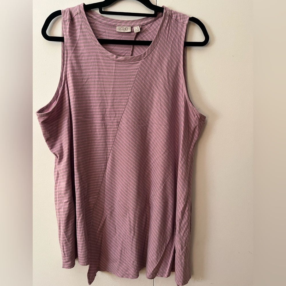 LOGO by Lori Goldstein Pink Sleeveless Relaxed Tank Top size 2X